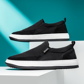 Men's Slip-On Loafers - Lightweight PU Casual Shoes with Breathable Fabric Lining, Minimalist Round Toe Design for All-Season Comfort - Indoor/Outdoor & Streetwear Essentials, Comfy Shoes, Indoor Footwear, Versatile Footwear, Flexible Footwear