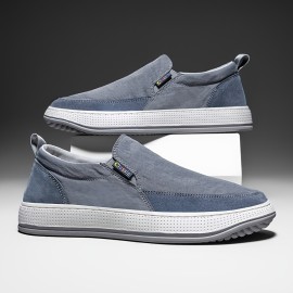 Men's Slip-On Loafers - Lightweight PU Casual Shoes with Breathable Fabric Lining, Minimalist Round Toe Design for All-Season Comfort - Indoor/Outdoor & Streetwear Essentials, Comfy Shoes, Indoor Footwear, Versatile Footwear, Flexible Footwear