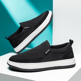 Men's Slip-On Loafers - Lightweight PU Casual Shoes with Breathable Fabric Lining, Minimalist Round Toe Design for All-Season Comfort - Indoor/Outdoor & Streetwear Essentials, Comfy Shoes, Indoor Footwear, Versatile Footwear, Flexible Footwear
