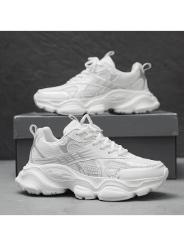 Men'S Fashion Black Platform Sneakers - Breathable Mesh and Durable EVA Sole with Cushioned Insole, Shock-Absorbing Running Shoes for All-Season Casual and Sports Wear, Men'S Low-Top Lace-Up Outdoor Dad Shoes in Black, Outdoor Walking, Active Lifestyle, Sporty Look, Stylish Footwear, Lightweight Construction, Comfortable Fit, Versatile Footwear, Fitness Enthusiasts, Active Men