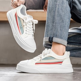 Men'S Breathable Mesh Sneakers - Lightweight Low-Top Casual Shoes with Non-Slip Rubber Sole, White & Green Accents, Lace-Up Design for All-Season Comfort, Perfect for Streetwear & Casual Attire, Allseason Footwear, Modern Sneakers, Fabric Upper Shoes, Men'S Sneaker, Urban Men'S Sneaker, Light Men'S White Sneakers With Stripe, Fashionable Sneakers For Men, Sneaker Brown With Green Stripe, Light Green Running Sneakers, Men Shoe