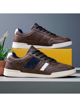 Men'S Lightweight Business Casual Shoes - All-Season Formal & Everyday Shoes with Cushioned TPR Sole, Lace-Up Closure, Brown - Durable Synthetic Faux for Office, Meetings, Events - Extended Sizes Available - Easy-Clean Minimalist Design, Office Footwear, Sleek Shoe Design, Fabric Lined Interior, Event Footwear, Modern Footwear, Breathable Fabric, Professional Men, Men'S Sneakers, Shoe For Men Korian, Men'S Nubuck Sneakers, Men Shoe