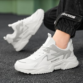 Men'S Lightweight Breathable Running Shoes - Low-Top Sneakers with Cushioned EVA Sole, Lace-Up Closure - All-Season Gym, Hiking, Training, Everyday Shoes - White & Teal Accent - Durable Synthetic /Fabric Upper - Minimalist Athletic Footwear for Men, Gym Shoes, Hiking Footwear, Sleek Design, Comfortable Fit, Versatile Footwear, Active Lifestyle, Sporty Design, Cushioned Support, Performance Footwear, Fitness Enthusiasts