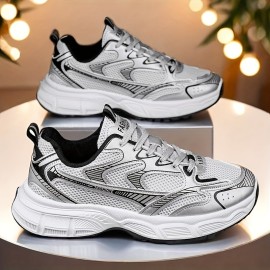 Men's & Unisex Big & Tall Lace-Up Sneakers - Lightweight All-Season Shoes with Cushioned PVC Sole, Breathable Fabric Upper - Gym, Running, Everyday Walking Shoes - Easy-Clean Athletic Footwear for Men (Year-Round), Gym Sneakers, Sleek Sneaker Design, Comfortable Interior Lining