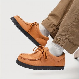 Men'S Stylish Low-Top Lace-Up Casual Sneakers - Soft Faux Cover Upper, Breathable Fabric Lining, Durable Sole - Black, Beige, Brown, Green, Everyday Comfort Shoes | Sleek Shoe Design | Comfortable Fit Shoes