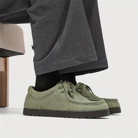 Men'S Stylish Low-Top Lace-Up Casual Sneakers - Soft Faux Cover Upper, Breathable Fabric Lining, Durable Sole - Black, Beige, Brown, Green, Everyday Comfort Shoes | Sleek Shoe Design | Comfortable Fit Shoes