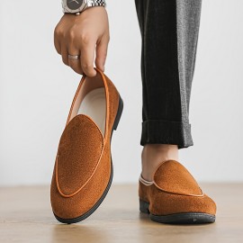 Men's Slip-On Loafers - Slip-On Closure, Soft -like Exterior, Cushioned PU Insole - Available Brown, Navy, Black, Beige, Tan, Grey - Formal & Casual Shoes for Office, Everyday, Semi-Formal Events - Easy-Clean Men's Footwear, Stylish Slipons, Durable Slipon Sole