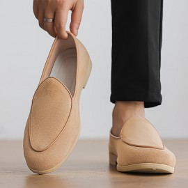 Men's Slip-On Loafers - Slip-On Closure, Soft -like Exterior, Cushioned PU Insole - Available Brown, Navy, Black, Beige, Tan, Grey - Formal & Casual Shoes for Office, Everyday, Semi-Formal Events - Easy-Clean Men's Footwear, Stylish Slipons, Durable Slipon Sole