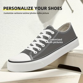 Customizable Men'S Low-Top Canvas Sneakers with 3D Photo Printing, Breathable Fabric Upper & Non-Slip Rubber Sole - Personalized Design, All-Season Casual Streetwear Shoes for Daily Wear & Parties, Party Footwear, Durable Footwear