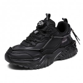 [Preppy Sports Sneakers] Casual Preppy Men's Sports Sneakers | All-Season Lace-Up Shoes with Faux Upper, Fabric Inner & PVC Sole | Round Toe Low Top for Daily Wear