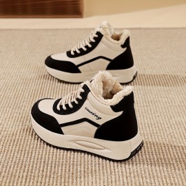 Women'S Lightweight High-Top Sneakers - & Brown Winter Shoes with Cushioned TPU Sole, Lace-Up Closure, Synthetic Cover Upper - All-Season Everyday & Formal Shoes for, Ladies - Easy-clean Minimalist Design, Ladies Sneakers, Casual Footwear