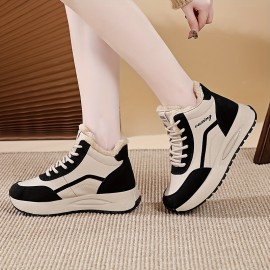 Women'S Lightweight High-Top Sneakers - & Brown Winter Shoes with Cushioned TPU Sole, Lace-Up Closure, Synthetic Cover Upper - All-Season Everyday & Formal Shoes for, Ladies - Easy-clean Minimalist Design, Ladies Sneakers, Casual Footwear