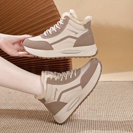 Women'S Lightweight High-Top Sneakers - & Brown Winter Shoes with Cushioned TPU Sole, Lace-Up Closure, Synthetic Cover Upper - All-Season Everyday & Formal Shoes for, Ladies - Easy-clean Minimalist Design, Ladies Sneakers, Casual Footwear