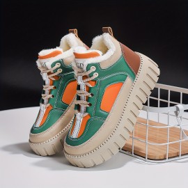 Winter Women'S Warm Shoes with Thick Soles, Height-Increasing, Plush Boots, And Casual Sneakers.