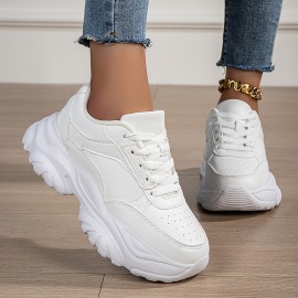 Women's All-Season Lightweight Sneakers - Non-Slip EVA Sole, Arch Support Shoes with Cushioned Insole - Gym, Walking, Everyday Shoes - Synthetic Leather/Fabric Upper - White Sneakers for Women, Sneakers for Women, Shoes for Women Comfortable, Womens Shoes Sneaker, Wide Width Shoes for Women, Sneakers for Women High Quality