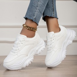 Women's All-Season Lightweight Sneakers - Non-Slip EVA Sole, Arch Support Shoes with Cushioned Insole - Gym, Walking, Everyday Shoes - Synthetic Leather/Fabric Upper - White Sneakers for Women, Sneakers for Women, Shoes for Women Comfortable, Womens Shoes Sneaker, Wide Width Shoes for Women, Sneakers for Women High Quality