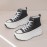 Women'S Platform Wedge Sneakers - Thick Cushioned Sole for Height & Support, All-Season Outdoor Walking Shoes with Synthetic Synthetic Faux Leather Upper, Durable PVC Outsole & EVA Insole - Black & White Casual Sneakers, Ladies Sneakers, Comfortable Footwear, Modern Footwear, Fabric Lined Interior, Supportive Footwear, Sporty Design, Breathable Fabric, Lifestyle