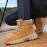 Women's Winter Boots with -Like Collar & Traction TPR Sole - Thick Warm PU Snow, Beige/ Brown Round Toe for Ice, Snow & Slush - Cold Weather Footwear (No s)