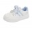 Women's White Sneakers Korean Style Chunky Round-Toe with Pastel Blue Laces & Heart Charm - Upper, Cushioned Insole, All-Season Casual Sports Shoes for School, Streetwear, Everyday Outfits - N8001 Model