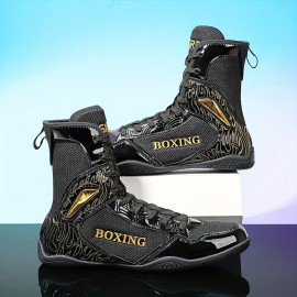 Professional Wrestling & Boxing Shoes - High-Top Training Shoes with Non-Slip Rubber Sole, Breathable Mesh & Synthetic Upper, Durable All-Season Design for Men & Women, Combat Sports Gear, Combat Sports Footwear, Sleek Sporty Look