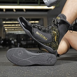 Professional Wrestling & Boxing Shoes - High-Top Training Shoes with Non-Slip Rubber Sole, Breathable Mesh & Synthetic Upper, Durable All-Season Design for Men & Women, Combat Sports Gear, Combat Sports Footwear, Sleek Sporty Look