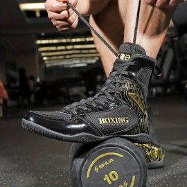 Professional Wrestling & Boxing Shoes - High-Top Training Shoes with Non-Slip Rubber Sole, Breathable Mesh & Synthetic Upper, Durable All-Season Design for Men & Women, Combat Sports Gear, Combat Sports Footwear, Sleek Sporty Look