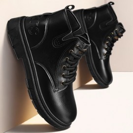 Men'S Lightweight Hiking Boots - All-Season Outdoor Trekking Shoes with Lace-Up Closure, Non-Slip PVC Outsole - Brown/Black - for Camping, Urban, Men Winter Boot, Men Winter Boot For Men, Men Shoe, Hiking Shoe For Men