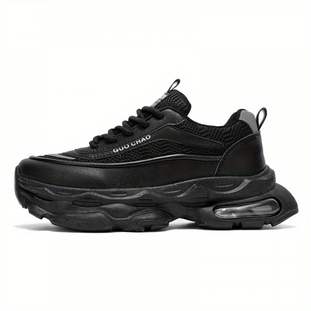 Men's Sneakers - White/Green Accents, Breathable Running Shoes with Thick Cushioned Sole, PU/Rubber Outsole for Gym, Jogging, Everyday - Low-Top Design for Secure fit & All-Day Comfort, Gym Footwear, Geometric Pattern, Supportive Insole, Lightweight Sneakers, Fitness Enthusiasts