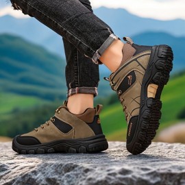 Men's All-Season Low-Top Hiking Boots - Heavy-Duty  & Rugged Sole, All-Terrain Traction for Outdoor Trekking, Camping, Work & Casual Wear - Durable All-Weather Ankle Shoes (Solid Color)