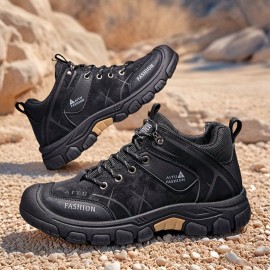 Men's All-Season Low-Top Hiking Boots - Heavy-Duty  & Rugged Sole, All-Terrain Traction for Outdoor Trekking, Camping, Work & Casual Wear - Durable All-Weather Ankle Shoes (Solid Color)