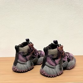 Men's Retro Color Block Running Shoes - Breathable, Non-Slip Athletic Sneakers with Rugged Tread for Hiking, Casual & Outdoor Wear - Purple, Gray & Brown Design, Versatile Running Shoes | Street Style Shoes | Robust PVC Sole