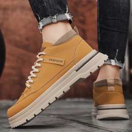 Men'S Heavy-Duty Work Boots - All-Terrain Traction, Lace-Up Outdoor Shoes with Cushioned PVC Sole - Beige/Tan - for Hiking, Construction, Everyday - Durable Synthetic Faux - Big & Tall Sizes Available - All-Season Wear, Hiking Boots, Rugged Footwear, Stylish Footwear, Sturdy Build, Versatile Footwear, Active Lifestyle, Construction Footwear, Casual Workwear, Reinforced Stitching, Construction Workers