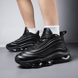 Men's Low-Top Basketball Shoes - Lightweight All-Season Sneakers with Cushioned MD/ Sole, Breathable Synthetic -like Upper & Traction Tread - Durable Court Shoes for Outdoor Training, Casual Wear (Black/Purple) - Lace-Up Design