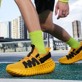 Men's & Women's Lightweight Breathable Running Shoes - All-Terrain Sneakers with Arch Support & Cushioned MD Sole, Low-Top Sneakers for Gym, Jogging, Hiking, Training - All-Season Outdoor Sports Shoes (Yellow/Black) - Ideal for Men & Women - Neutral Cushioning, Secure Fit, Durable Traction Tread, Versatile for Indoor/Outdoor Use - Ideal for Running, Gym, and Casual Attire, Running Shoes For Men High Quality, Slip On Sneakers For Men, Wide Width Shoes For Men, Shoes For Women,