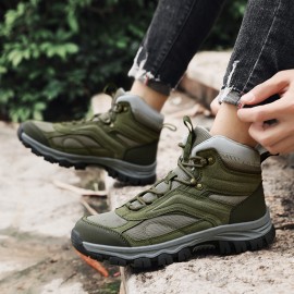 Men'S Outdoor Shoes - Lace-Up Hiking Boots, Autumn and Winter Seasonal Wearable Mongolian Boots, Riding Boots, Low-Top Military Boots for Easy On/Off Style in Green and Gray, Suitable for All Festivals