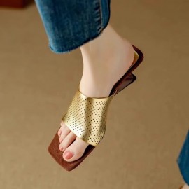 New Arrival - Elegant Women'S Sandals with Metallic Strap, Brown Wedge Heel, All-Season Comfort, Stylish Pointed Toe Design, Allseason Footwear | Metallic Sandals | Durable Footwear