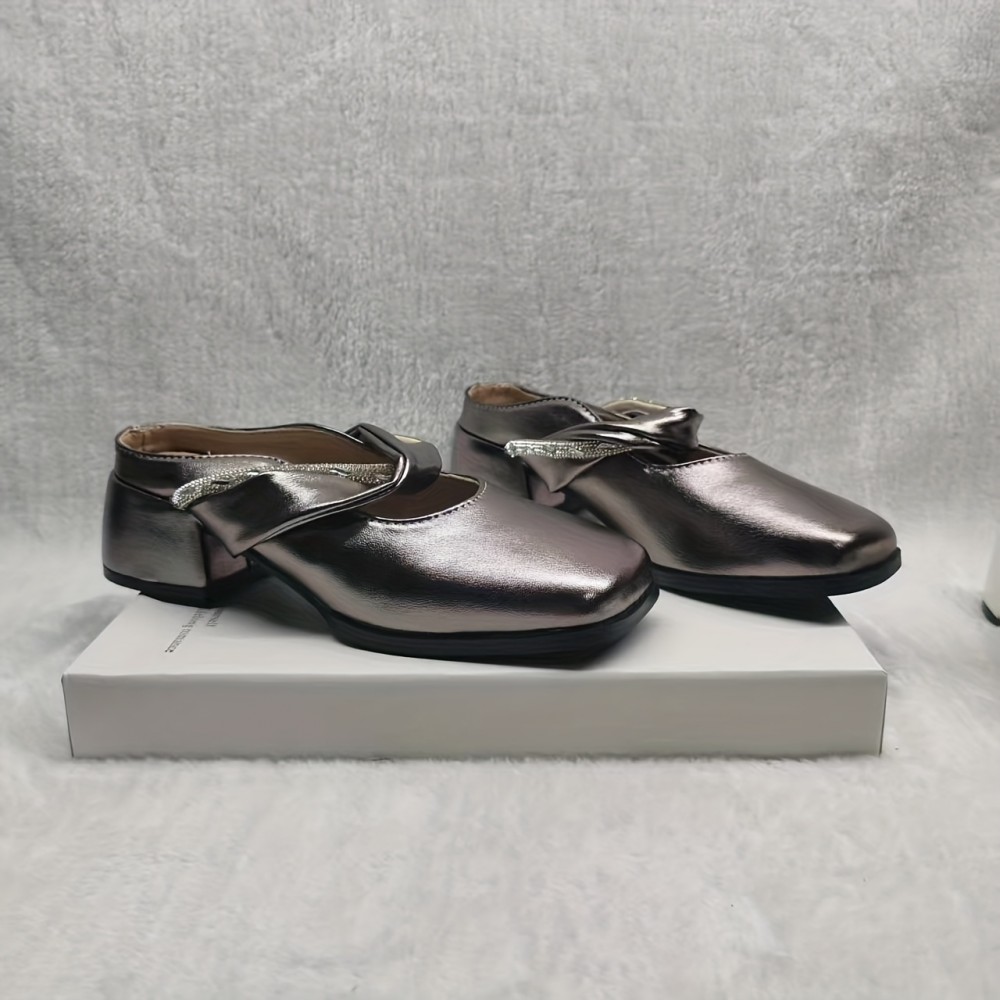 Women'S Slip-On Moccasins - Comfortable Square Toe Loafers with Chunky Heel, Black Synthetic Cover, Casual & Stylish Design for All Seasons, Casual Footwear | Chunky Heel Shoes | Synthetic Cover Shoes