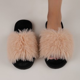 Women'S Slip-On Winter Slippers - Plush Indoor House Shoes with Non-Slip MD Sole, Soft TPU Upper - All-Season Cozy Footwear for Home, Office, Gifts - Easy-Clean Fluffy Slippers for Women, Ladies Slippers, Indoor Footwear, Stylish Slipons, Durable Traction Footwear, Home Footwear, Fashionable Slipons, Comfortable Lining, Home Comfort