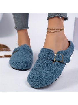 Women'S Cozy Fleece Slippers with Adjustable Thick Sole - Soft, Warm, and Comfortable for Indoor Use, Green, Minimalist Design, Rubber Sole, Hand Washable, Winter Footwear | Minimalist Slippers | Rubber Sole Slippers