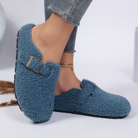 Women'S Cozy Fleece Slippers with Adjustable Thick Sole - Soft, Warm, and Comfortable for Indoor Use, Green, Minimalist Design, Rubber Sole, Hand Washable, Winter Footwear | Minimalist Slippers | Rubber Sole Slippers