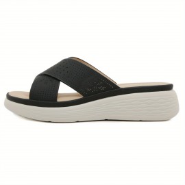 2025 New Arrival Women'S Lightweight Non-Slip Thick Sole Slides - Breathable Perforated Design, Comfortable Open-Toe Summer Sandals with EVA Cushioned Insole for Casual & Outdoor Wear, All-Season Use, Casual Footwear | Breathable Slides | EVA Cushioned Insole, Strappy Sandals