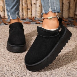 Women'S Winter Snow Boots - Slip-On Thick Platform Sole, Warm Fleece & Non-Slip Rubber Outsole, Elegant Low-Top Design for Cold Weather, Home & Outdoor - Multi-color Options (, Brown, Grey, Pink, Green, Purple, Orange, Red, Navy, Dark Brown