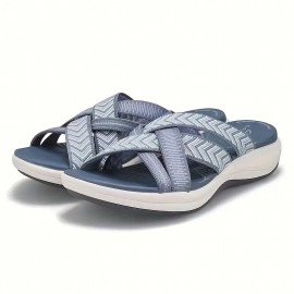 Women's Orthopedic Arch Support Walking Sandals - Comfortable EVA Arch-Stabilizing Technology, Breathable PU Sole & Cushioned Insole, All-Season Indoor/Outdoor Sandals with Width Options for, Flat Feet & Fallen Arches - Stylish White & Blue Design with Arch Support, Soft Microfiber Lining & Durable PU Outsole for All-Day Comfort, Orthopedic Slippers for Women, Shoes for Women Comfortable, Womens Slippers with Arch Support, Shoe Slippers, House Shoes for Women Summer