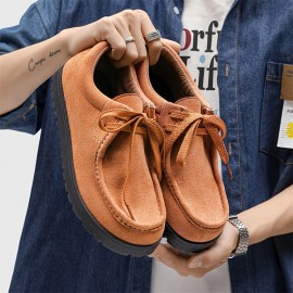 Men'S Stylish Low-Top Lace-Up Casual Sneakers - Soft Faux Cover Upper, Breathable Fabric Lining, Durable Sole - Black, Beige, Brown, Green, Everyday Comfort Shoes | Sleek Shoe Design | Comfortable Fit Shoes