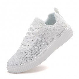 Women'S White Sneakers with Thick Soles, Jacquard Hollow Design, Summer Footwear for Women, Versatile And Casual Sports Shoes in Large Sizes, White Sneaker For Women, Women Shoe/sneaker, Slip On Sneaker For Women, Shoe For Women Wide Width, Casual Shoe For Women, Sneaker For Women On Offer, Shoe For Women Plus Size, Shoe For Women, Women Shoe