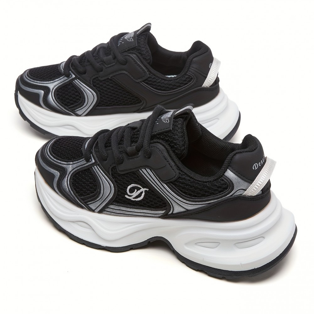 Women'S Running Shoes, Casual Breathable, Height-Increasing, Outdoor Sports Shoes, Mesh Sports Jogging Shoes, Retro Comfortable Soft-Soled Daddy Shoes