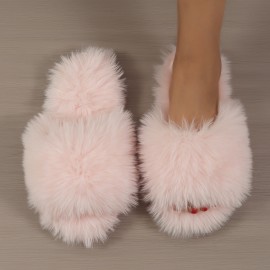 Women'S Slip-On Winter Slippers - Plush Indoor House Shoes with Non-Slip MD Sole, Soft TPU Upper - All-Season Cozy Footwear for Home, Office, Gifts - Easy-Clean Fluffy Slippers for Women, Ladies Slippers, Indoor Footwear, Stylish Slipons, Durable Traction Footwear, Home Footwear, Fashionable Slipons, Comfortable Lining, Home Comfort