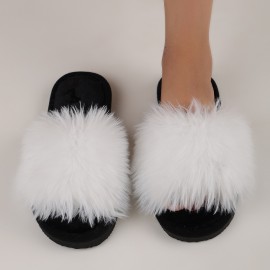 Women's Slip-On House Shoes - Ultra-Cozy Indoor Slippers with Long Plush Fluffy Faux Fur-like Appearance, Non-Slip Sole - All-Season Luxury Footwear for Living Room, Bedroom, Spa - Women's Clothing Essentials, Cozy Home Wear, Fashionable Homewear, Comfortable Cushioning, Home Comfort Seekers