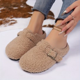 Women'S Cozy Fleece Slippers with Adjustable Thick Sole - Soft, Warm, and Comfortable for Indoor Use, Green, Minimalist Design, Rubber Sole, Hand Washable, Winter Footwear | Minimalist Slippers | Rubber Sole Slippers