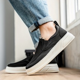 Men'S Low-Top Slip-On Canvas Sneakers - Casual Loafers with Round Toe, Faux Cover Upper & Fabric Inner, All-Season Streetwear Shoes for Men, Black & White Design, Everyday Slipons | Lowtop Style | Durable Constructio